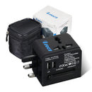 Adaptador de viaje universal con 2 puertos USB - Adaptador de viaje internacional para celulares, tabletas y cámaras (M7)