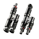 Rich Solar 10 Gauge Solar Panel Extension Cable with Male and Female Solar Connector Ends | 50 Feet Red & Black (Set) + Parallel Connectors