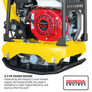 Compactador de placa reversible Honda de 5.5 HP con placa de 19x14 para compactación de asfalto, áridos y suelos cohesivos
