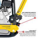 Compactador de placa reversible Honda de 5.5 HP con placa de 19x14 para compactación de asfalto, áridos y suelos cohesivos