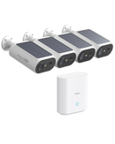 AOSU 4K Solar Security Cameras Wireless Outdoor, Expandable to 16TB (32GB Built-in) HomeCortex Home Security System, AI Face Recognition & Behavior Detection, 4-Cam Kit