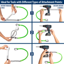 Cuerda de seguridad para herramientas con mosquetón y lazo de cable estrangulador