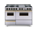 Horno de ladrillo Chicago - Cocina de convección autolimpiante de combustible dual a gas LP de 48" - Quemadores abiertos
