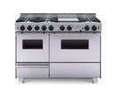 Horno de ladrillo Chicago - Cocina de convección autolimpiante de combustible dual a gas LP de 48" - Quemadores abiertos