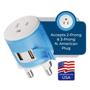 South Africa, Botswana Travel Adapter - 3 in 1 - 2 USB - Type M - Compact Design (U2U-10L)