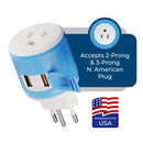 Adaptador de viaje para Suiza - 3 en 1 - 2 USB - Tipo J - Diseño compacto (U2U-11A)