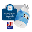 Adaptador de viaje para Brasil - 3 en 1 - 2 USB - Tipo N - Diseño compacto (U2U-11C)