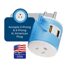 Adaptador de viaje para Tailandia - 3 en 1 - 2 USB - Tipo O - Diseño compacto (U2U-18)