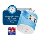 Adaptador de viaje para Japón y Filipinas - 3 en 1 - 2 USB - Tipo A - Diseño compacto (U2U-6)