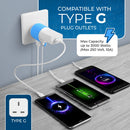 Adaptador de viaje para Reino Unido e Irlanda - 3 en 1 - 2 USB - Tipo G - Diseño compacto (U2U-7)