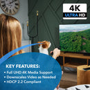Conmutador de matriz HDMI Ultra HD 4x4 4K a 60 Hz con control remoto IR (UHD-404) 