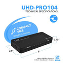 1x4 HDMI Splitter: 1-in 4-out, UltraHD 4K, Auto-Downscale, EDID (UHD-PRO104)