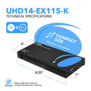 4K 1x4 HDMI Extender Splitter over CAT 6 up to 115 feet with one-way IR control (UHD14-EX115-K)
