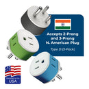 Adaptador de viaje para India y Nepal - 2 en 1 - Tipo D - Diseño compacto (US-10)