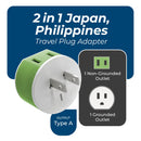 Adaptador de viaje para Japón y Filipinas - 2 en 1 - Tipo A - Diseño compacto (US-6)