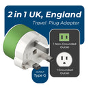 Adaptador de viaje para Reino Unido y Dubái - 2 en 1 - Tipo G - Diseño compacto (US-7)