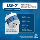 Adaptador de viaje para Reino Unido y Dubái - 2 en 1 - Tipo G - Diseño compacto (US-7)