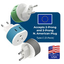 Adaptador de viaje europeo - 2 en 1 - Tipo C - Diseño compacto (US-9C)