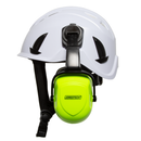 Casco ventilado de seguridad para trabajo en altura con orejeras de protección montadas