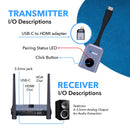 Transmisor y receptor inalámbrico OREI 1080p con alcance de hasta 30 metros - Duplicación de pantalla (WHD-PRO1T-K)
