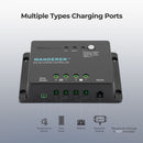 Controlador de carga solar con conexión a tierra negativa Renogy Wanderer de 30 amperios y 12 V PWM