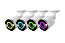 Cámara de seguridad tipo bala con cable IP PoE con inteligencia artificial inteligente Lorex E894AB 4K de 8,0 MP, con iluminación y disuasión, color blanco