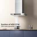 Campana extractora de pared CIARRA de 24 pulgadas con extracción de 3 velocidades CAS60102-OW