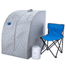 Durasage Health - Sauna de vapor personal portátil y ligera Durasage para relajarse en casa, temporizador de 60 minutos, generador de vapor de 800 vatios, silla incluida - Plateado