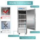 Refrigerador comercial de alcance, 23 pies cúbicos de acero inoxidable con enfriamiento vertical por ventilador