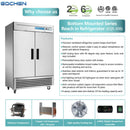 EQCHEN Refrigerador Comercial de 54 Pulgadas y 2 Puertas