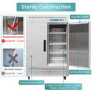 EQCHEN Refrigerador Comercial de 54 Pulgadas y 2 Puertas