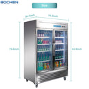 Refrigerador comercial EQCHEN de 54 pulgadas con 2 puertas de cristal