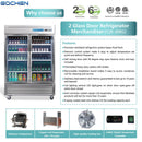 Refrigerador comercial EQCHEN de 54 pulgadas con 2 puertas de cristal
