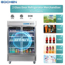 Refrigerador comercial EQCHEN de 54 pulgadas con 2 puertas de cristal