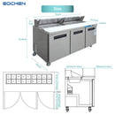72 inch Salad Sandwich Prep Table Refrigerator, Stainless Steel Food Prep Cooler