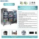 Refrigerador comercial EQCHEN de 82 pulgadas con 3 puertas de cristal