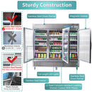 3 Door Commercial Beverage Refrigerator, EQCHEN 82 Inch Commercial Glass Door Refrigerator