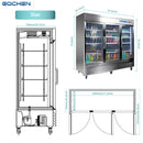 Refrigerador expositor comercial de 3 puertas, Refrigerador comercial de bebidas EQCHEN de 82 pulgadas