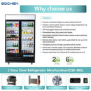 EQCHEN 48 Inch 2 Black Glass Door Commercial Refrigerator