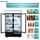 2 Door Commercial Beverage Refrigerator, EQCHEN 48 Inch Commercial Glass Door Refrigerator