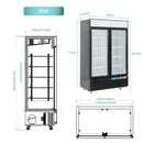 EQCHEN 48 Inch 2 Black Glass Door Commercial Refrigerator