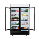 EQCHEN 48 Inch 2 Black Glass Door Commercial Refrigerator