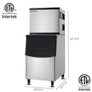 EQCHEN 500 lbs Commercial Ice Maker Machine with 375 lbs Storage Capacity