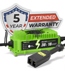 CARGADOR DE BATERÍA DE 36 VOLTIOS PARA CARRO DE GOLF EZGO TXT - Enchufe estilo D - Para baterías de litio de 36 V, LiFePO4, plomo-ácido - VERSIÓN ELITE