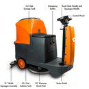 RT70+ Fregadora de Pisos Ride-On, Batería de Litio, Recorrido de Limpieza de 22", Eficiencia de Trabajo de 48000 Pies Cuadrados/Hora