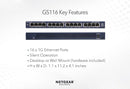 Conmutador Gigabit Ethernet no administrado de 16 puertos Netgear